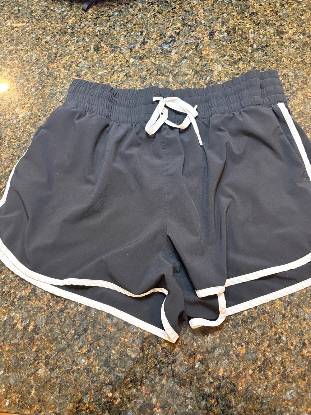 Athleta Black Athletic Shorts with White Trim